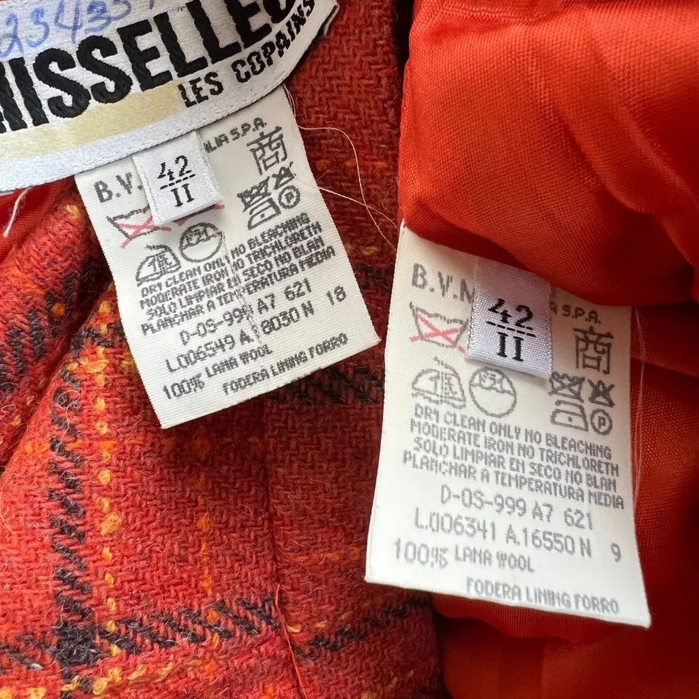 Vintage Matching Set Plaid Wool Mini Skirt Cropped Blazer Jacket Coat Clueless - Picture 7 of 9